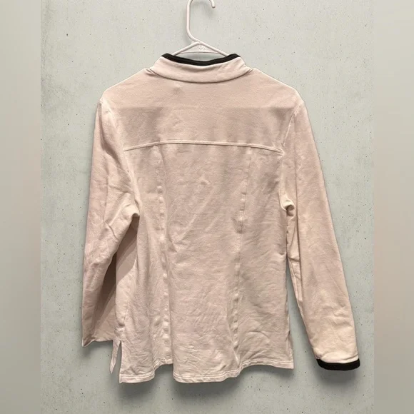 Boston proper White Quarter-Zip Pullover with Gold Accents XL - Picture 2 of 5